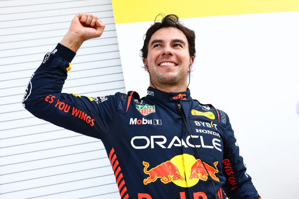 Sergio Pérez celebra pole-position do GP de Miami (Foto:Red Bull Content Pool)