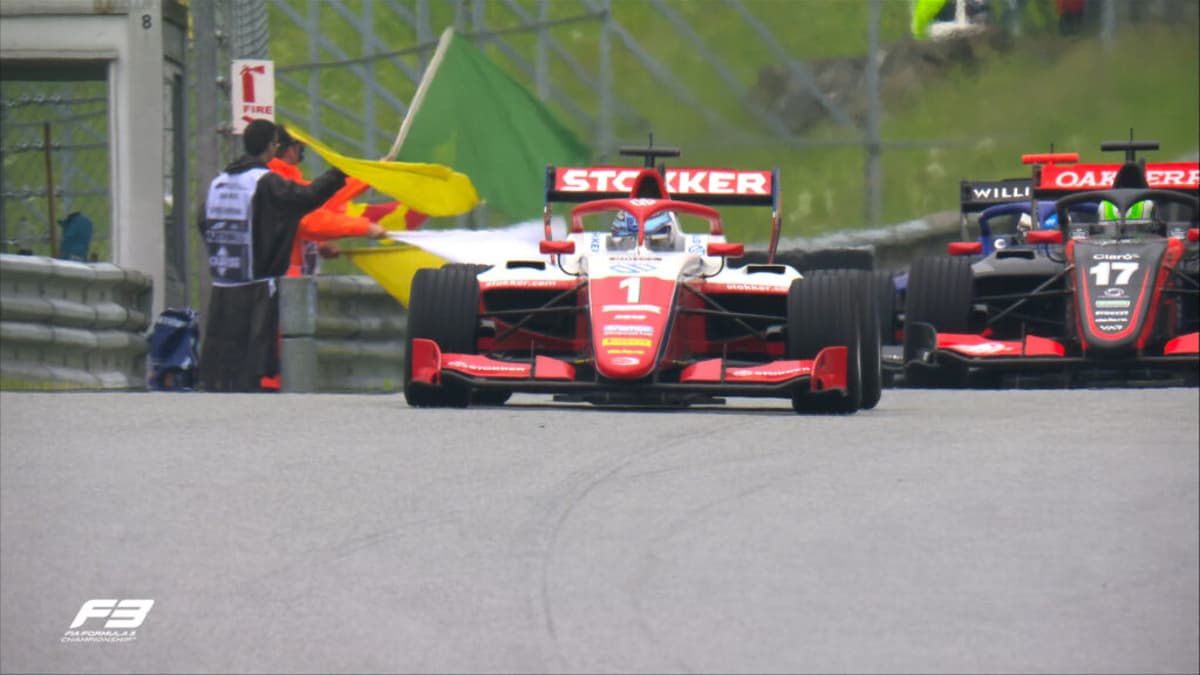 Paul Aron venceu a corrida sprint da F3 na Áustria (Foto: Reprodução/F1 TV)