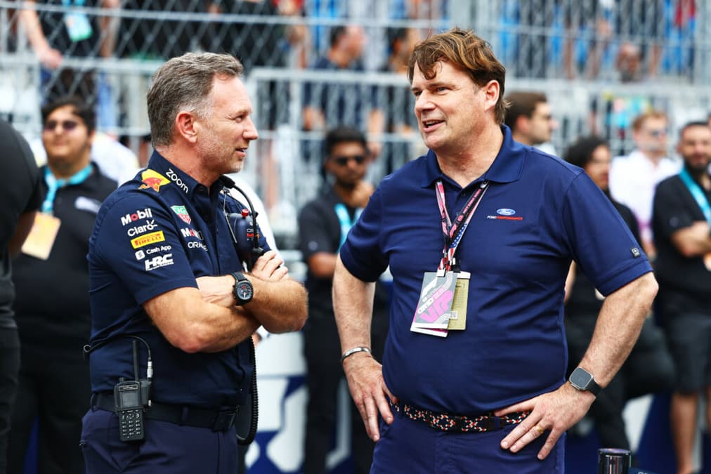 Christian Horner e Jim Farley, CEO da Ford (Foto: Red Bull Content Pool)