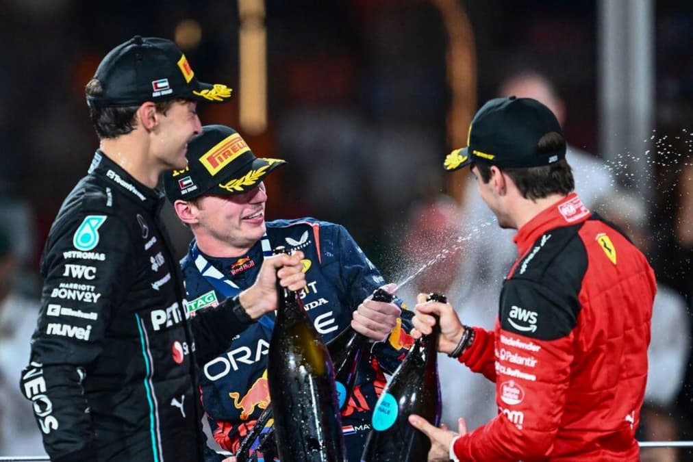 Pódio do GP de Abu Dhabi teve três pilotos em ótimas atuações (Foto: AFP) 