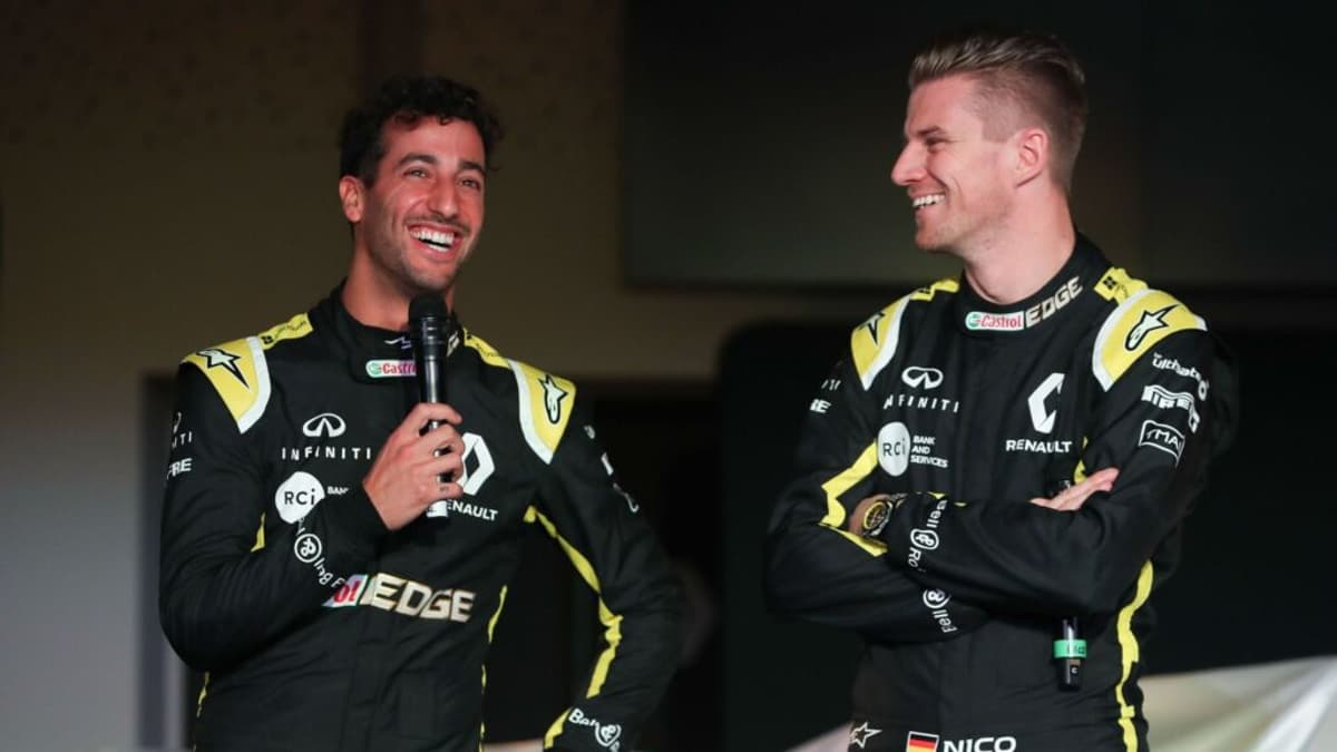 Daniel Ricciardo e Nico Hülkenberg foram companheiros de equipe na Renault (Foto: Reprodução/Sky Sports)