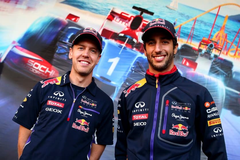 Ex-companheiros de equipe na Red Bull, Sebastian Vettel e Daniel Ricciardo recebem o mesmo salário (Foto: Getty Images/Red Bull Content Pool)
