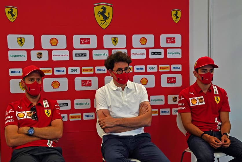 Sebastian Vettel, Mattia Binotto e Charles Leclerc (Foto: Scuderia Ferrari)