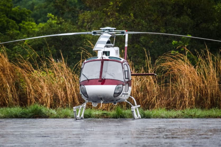 Helicópteros de resgate não podem voar em razão das fortes chuvas no Maranhão (Foto: Cadu Rolim/Shez)