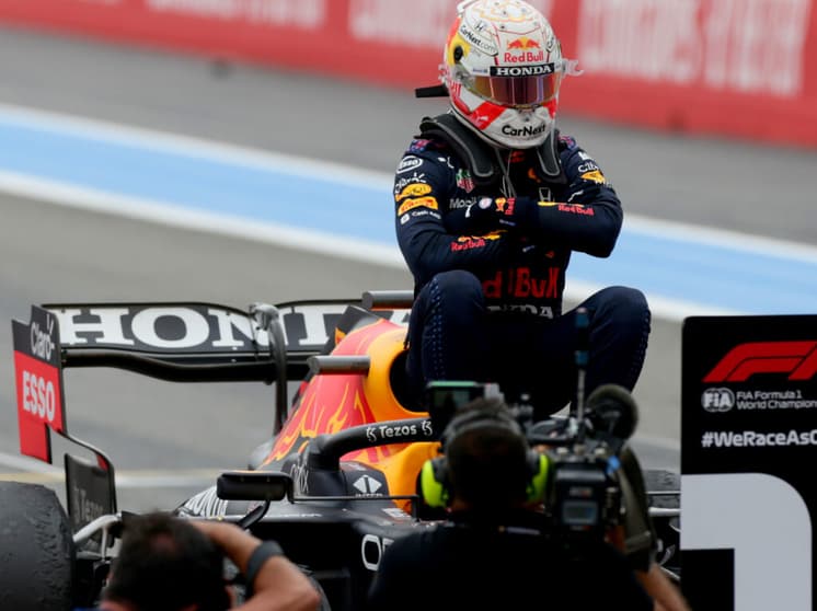 Max Verstappen festeja grande vitória no GP da França (França: Peter Fox/Getty Images/Red Bull Content Pool)