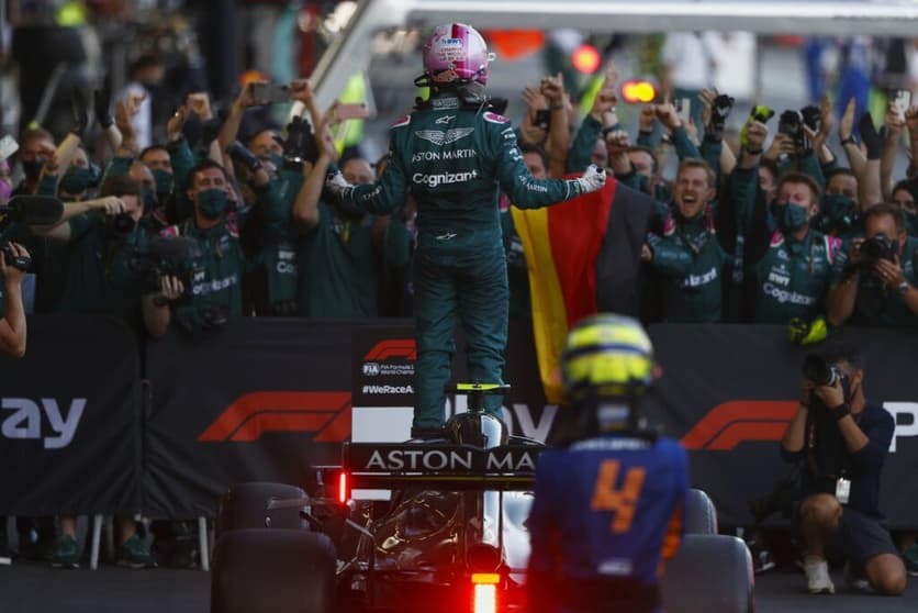 Aston Martin celebra segundo lugar de Sebastian Vettel como uma vitória nas ruas de Baku (Foto: Aston Martin)