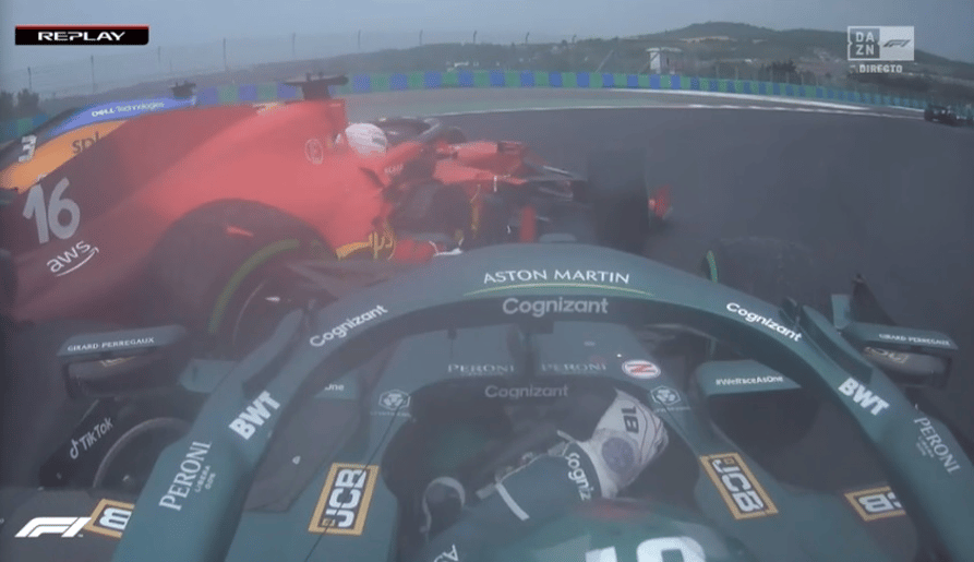 Stroll atinge Leclerc na largada (Foto: Reprodução/F1)