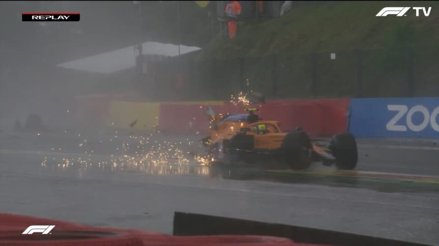Acidente de Lando Norris no Q2 do GP da Bélgica (Foto: Reprodução/F1 TV)
