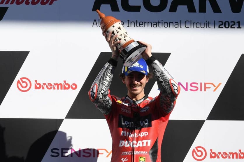 Francesco Bagnaia venceu no Algarve e garantiu o Mundial de Construtores para a Ducati (Foto: AFP)