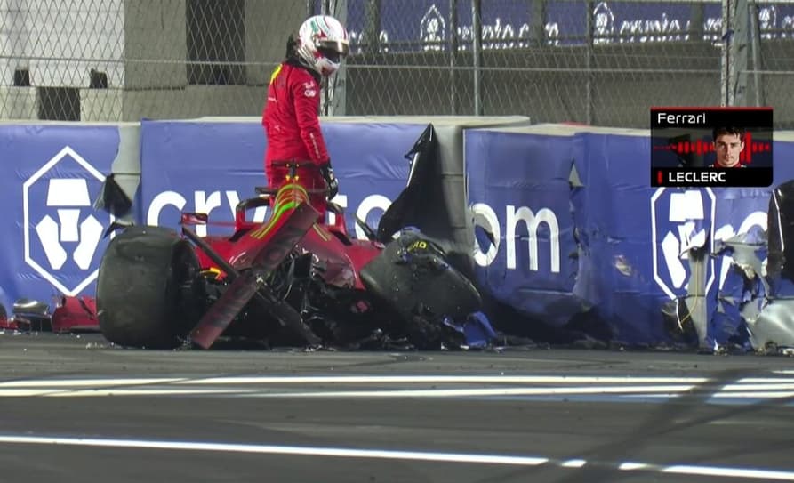 Charles Leclerc destruiu a Ferrari no treino livre 2 em Jedá (Foto: Reprodução)