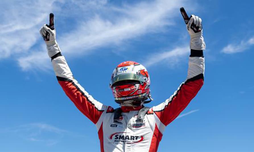 Hunter McElrea celebra primeira vitória na Indy Lights (Foto: Indy Lights)
