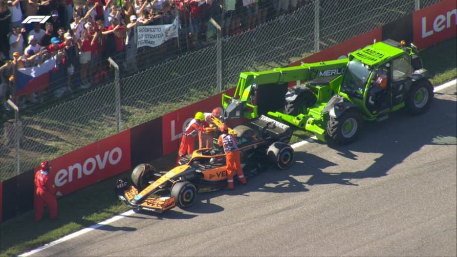 O GP da Itália acabou sob safety-car provocado pelo abandono de Daniel Ricciardo (Foto: Reprodução/F1 TV)
