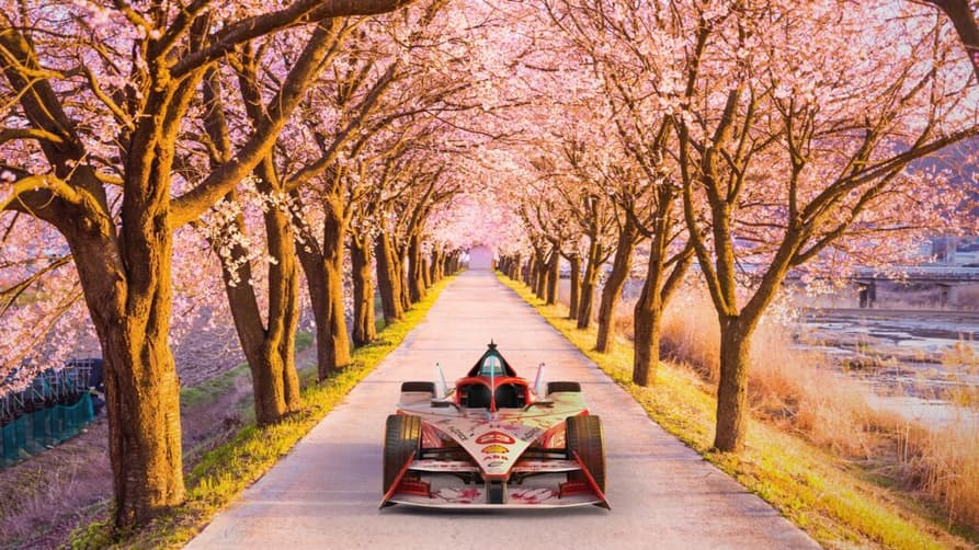 A Nissan homenageou o Japão em pintura especial para o eP de Tóquio (Foto: Nissan)